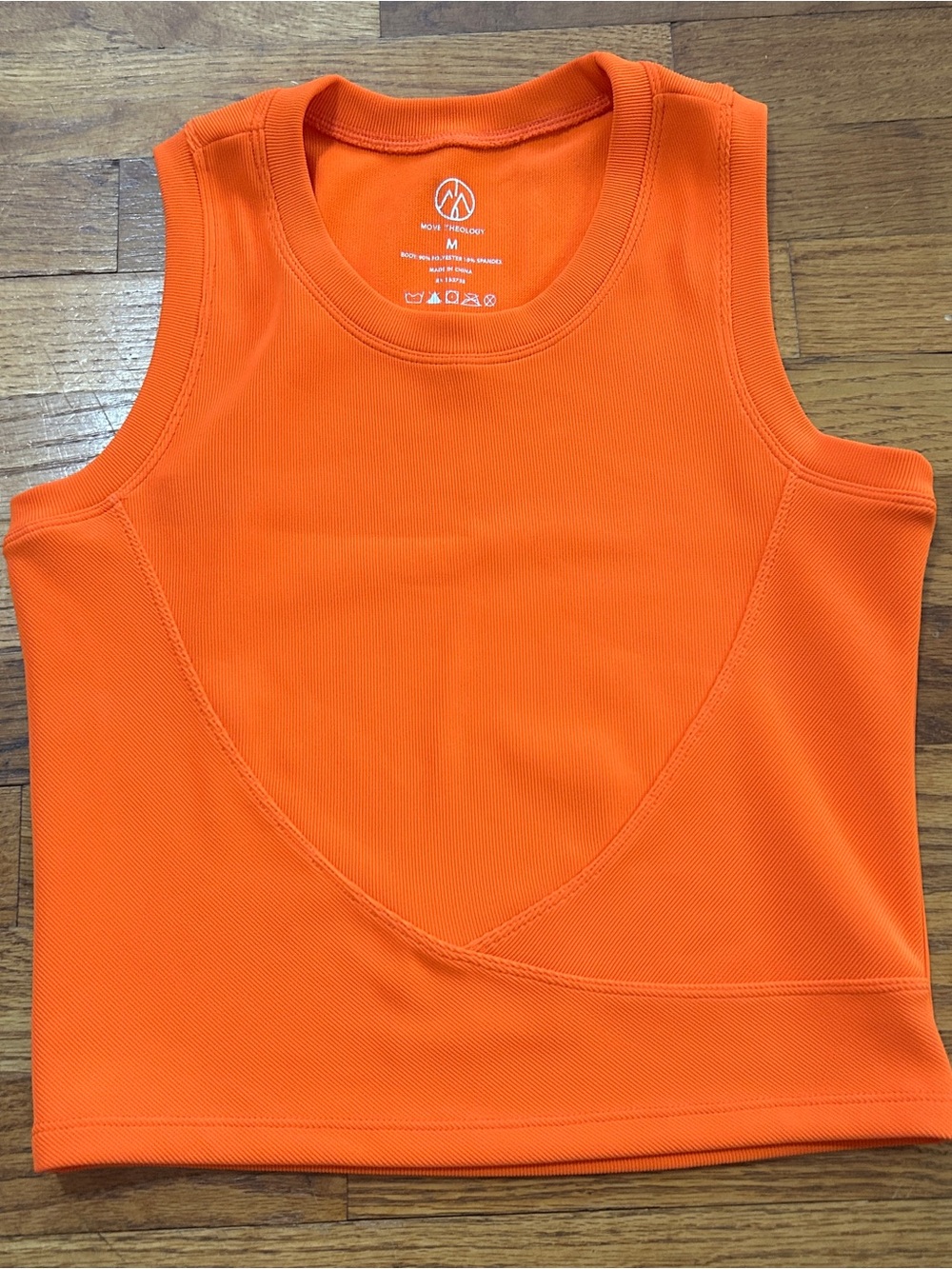 Move Theology Women's Ribbed Cropped Tank Top - Neon Orange - Size Medium